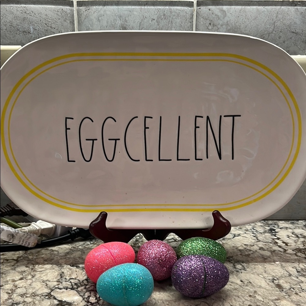 Rae Dunn White and Pink Serveware Platter